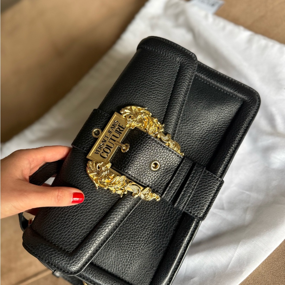 Versace Jeans Collection Black Clutch with Gold Accent
